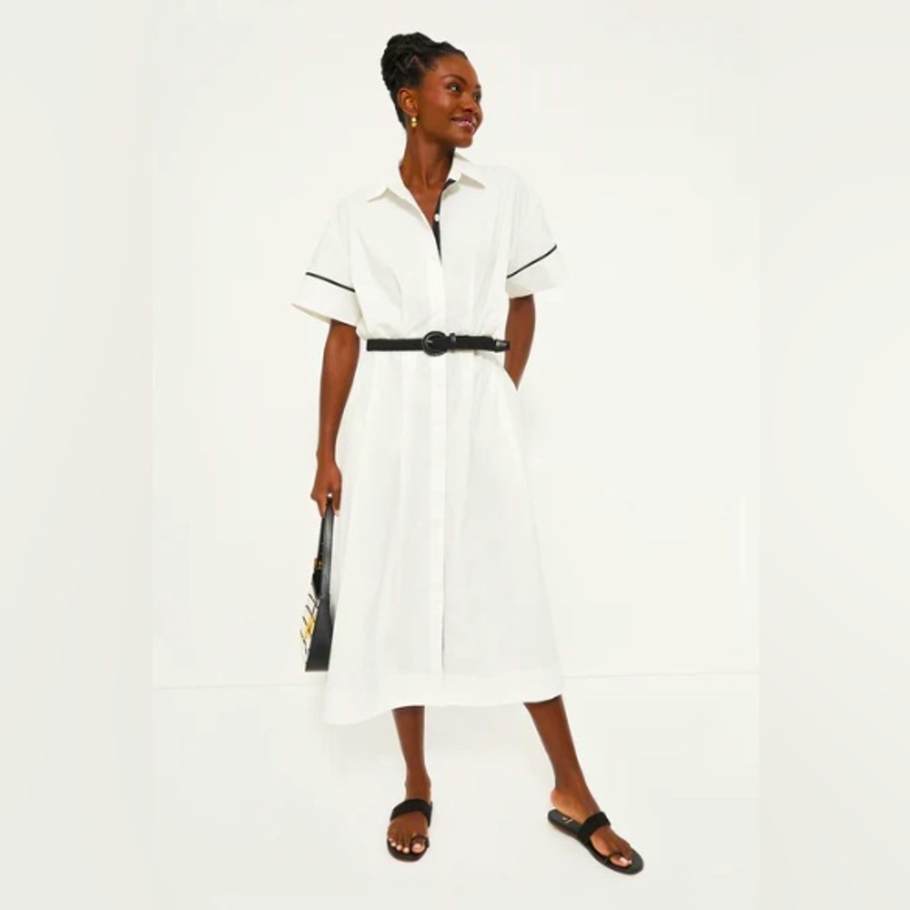 White Piped Kate Dress